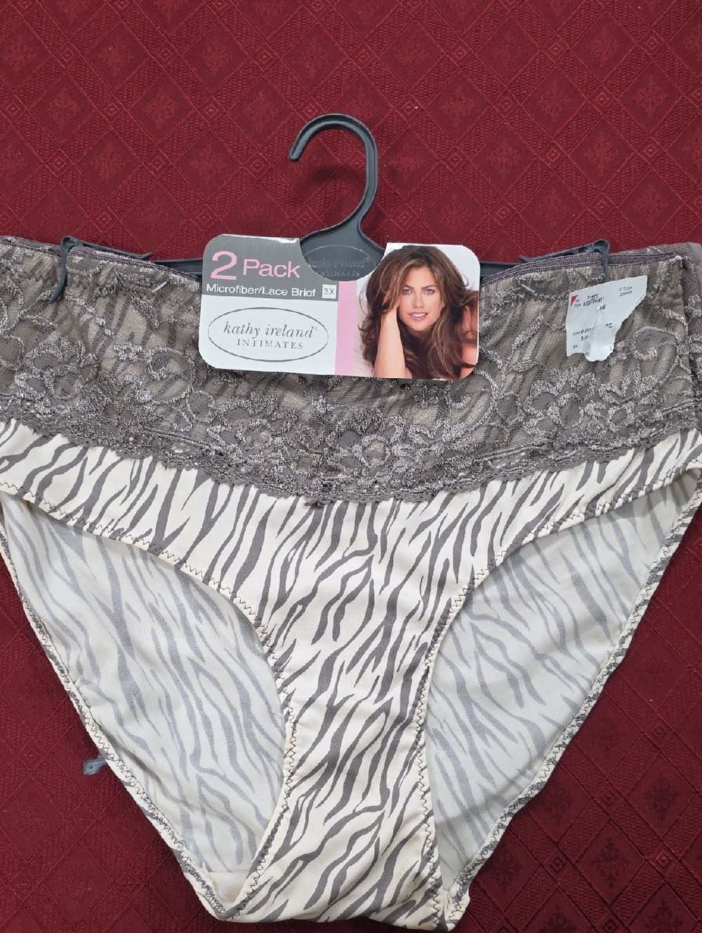 kathy ireland Gray Lace & Zebra Microfiber Briefs - 2 Pack